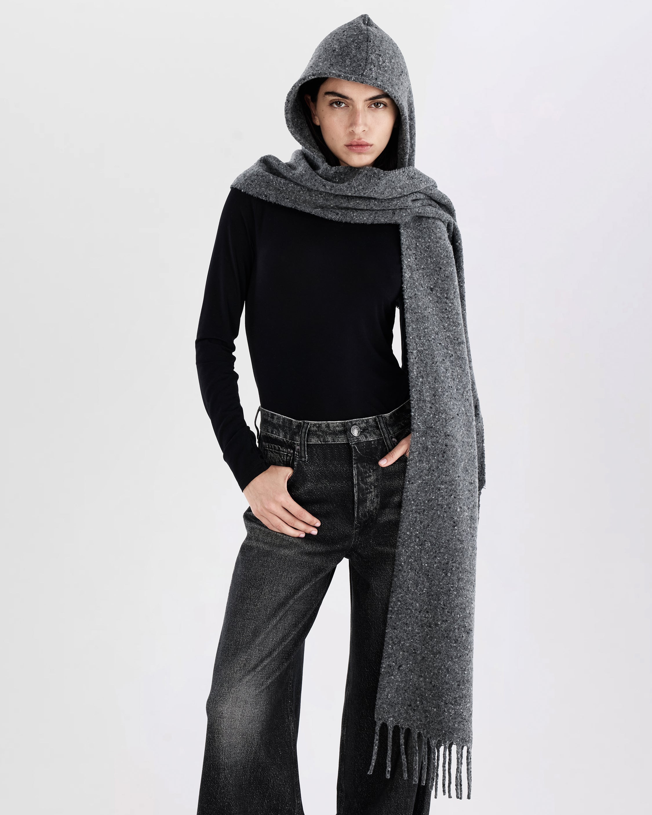 Charcoal Amy Hooded Scarf | rag & bone