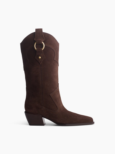 rag & bone women's Dark Espresso Joni Suede Cowboy Boots RP6025F558S side view