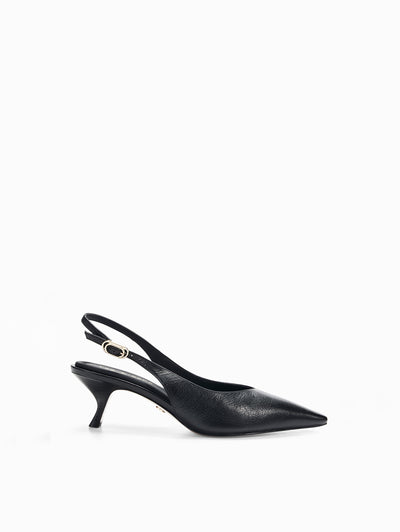 rag & bone women's Black Madison Leather Slingbacks RP6225F554L side view
