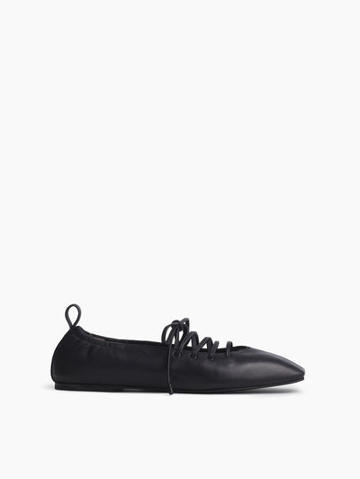 rag & bone women's Black Sophia Leather Ballet Flats RP6625F537L side view