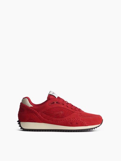 rag & bone women's Flame Red rb Drift Runner Suede Sneakers RP9025F573S side view