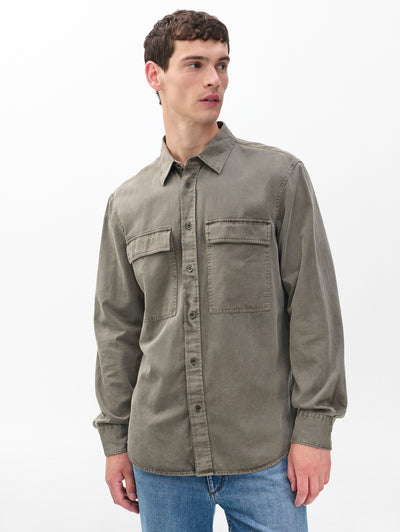 rag & bone men's Brown Finch Overdyed Shirt RV4D25FSMCS front view