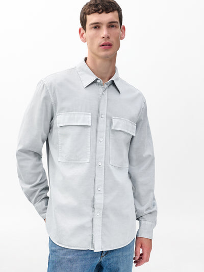 rag & bone men's Grey Ice Finch Overdyed Shirt RV4D25FSMCS front view