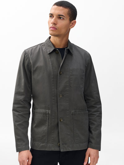 rag & bone men's Dark Shadow Evan Twill Chore Jacket RV8725F0MTW front view