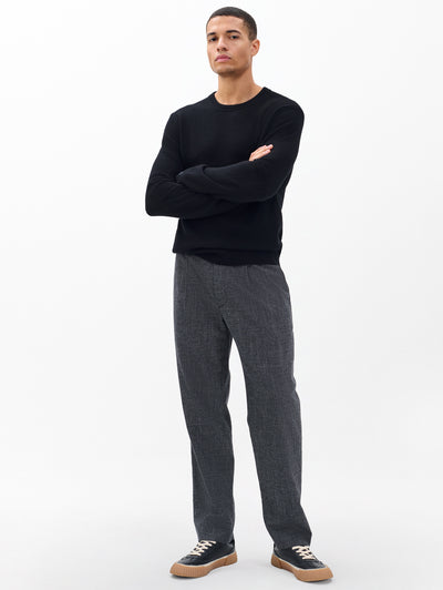 rag & bone men's Black Grey Evan Pleated Italian Houndstooth Trousers RV9E25F7MWO full view