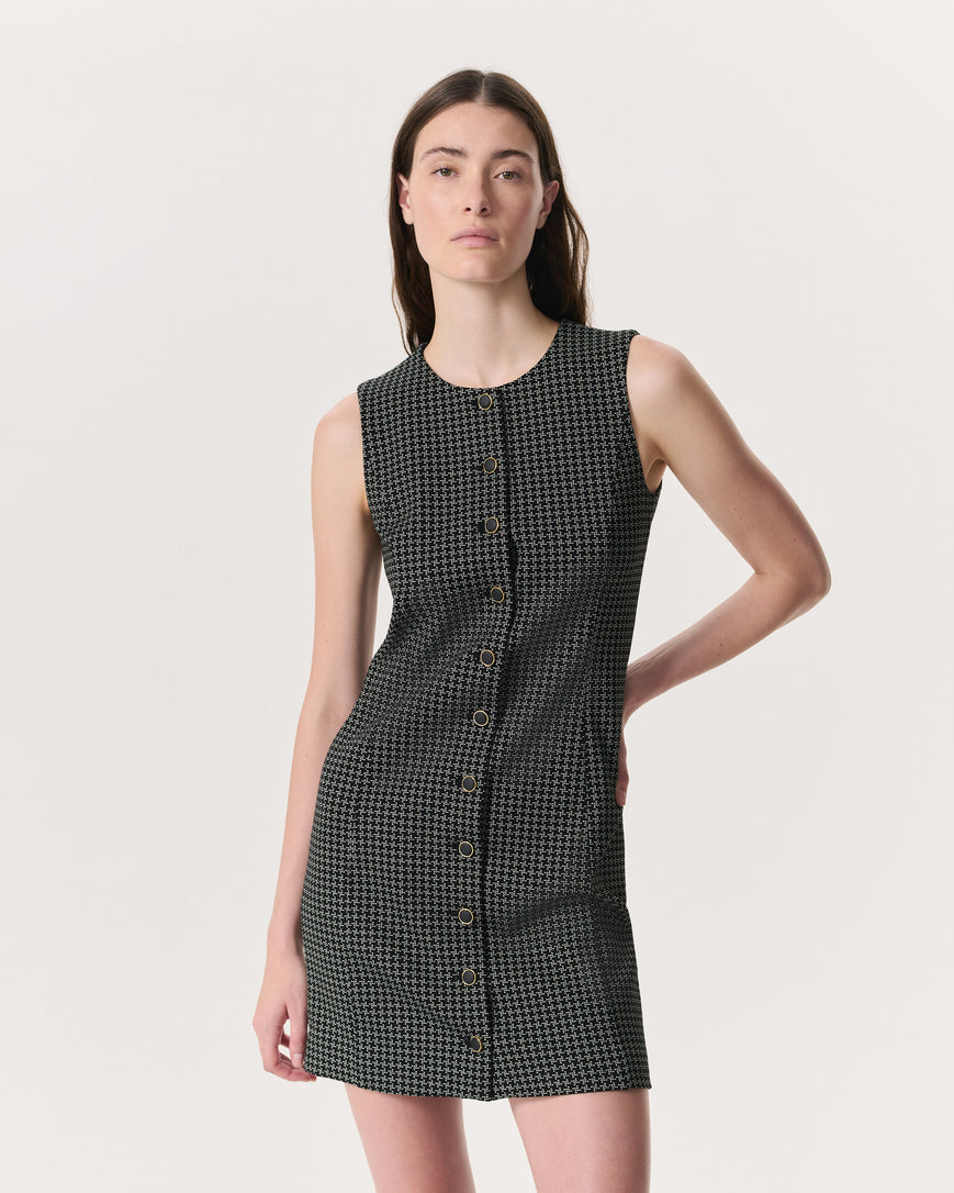 Irina Houndstooth Ponte Mini Dress