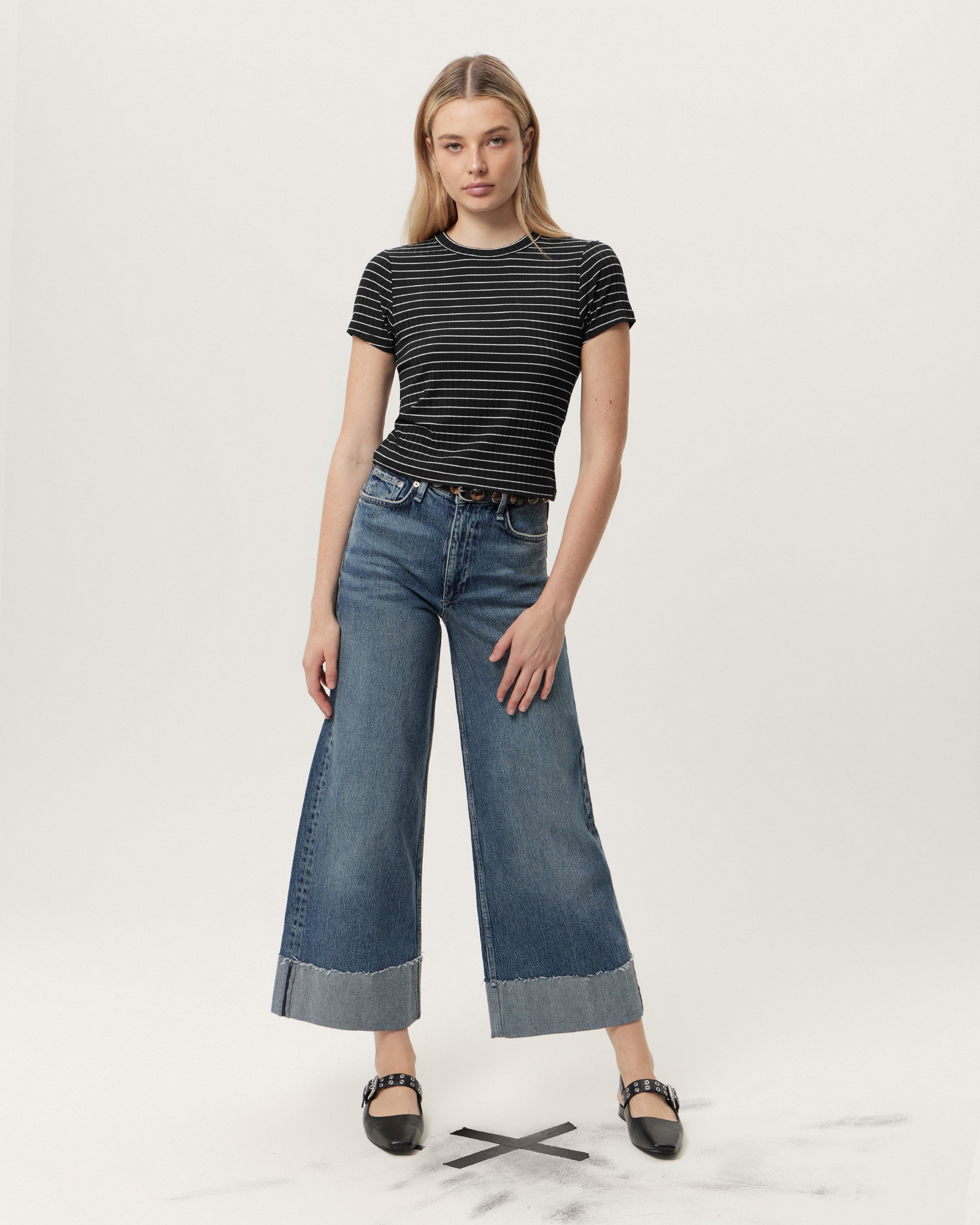 Luca Striped Ribbed-Knit Baby T-Shirt