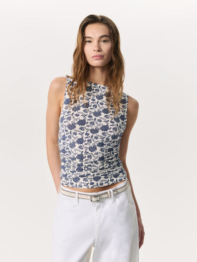 rag & bone women's Salute Multi Luca Floral Shirred Tank Top WAC25ST040L940 front view