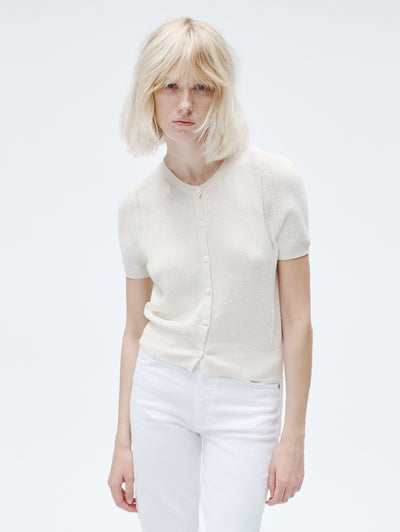 Rag & Bone Women's White Dina Cotton Cardigan front view