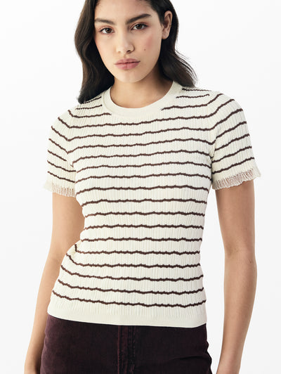 rag & bone women's Ivory Chiara Stripe Sweater WAS25P025UG25 front view
