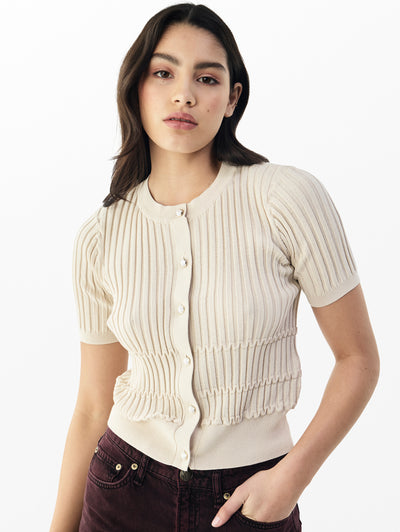 rag & bone women's Oatmeal Stacey Cardigan WAS25P040LZ40 front view