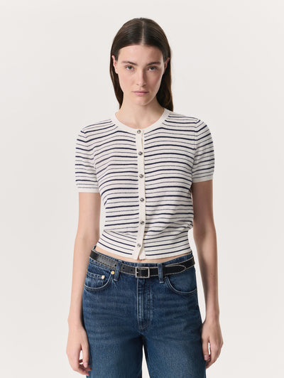 Rag & Bone Women's Dina Striped Cotton-Blend Cardigan front crop 