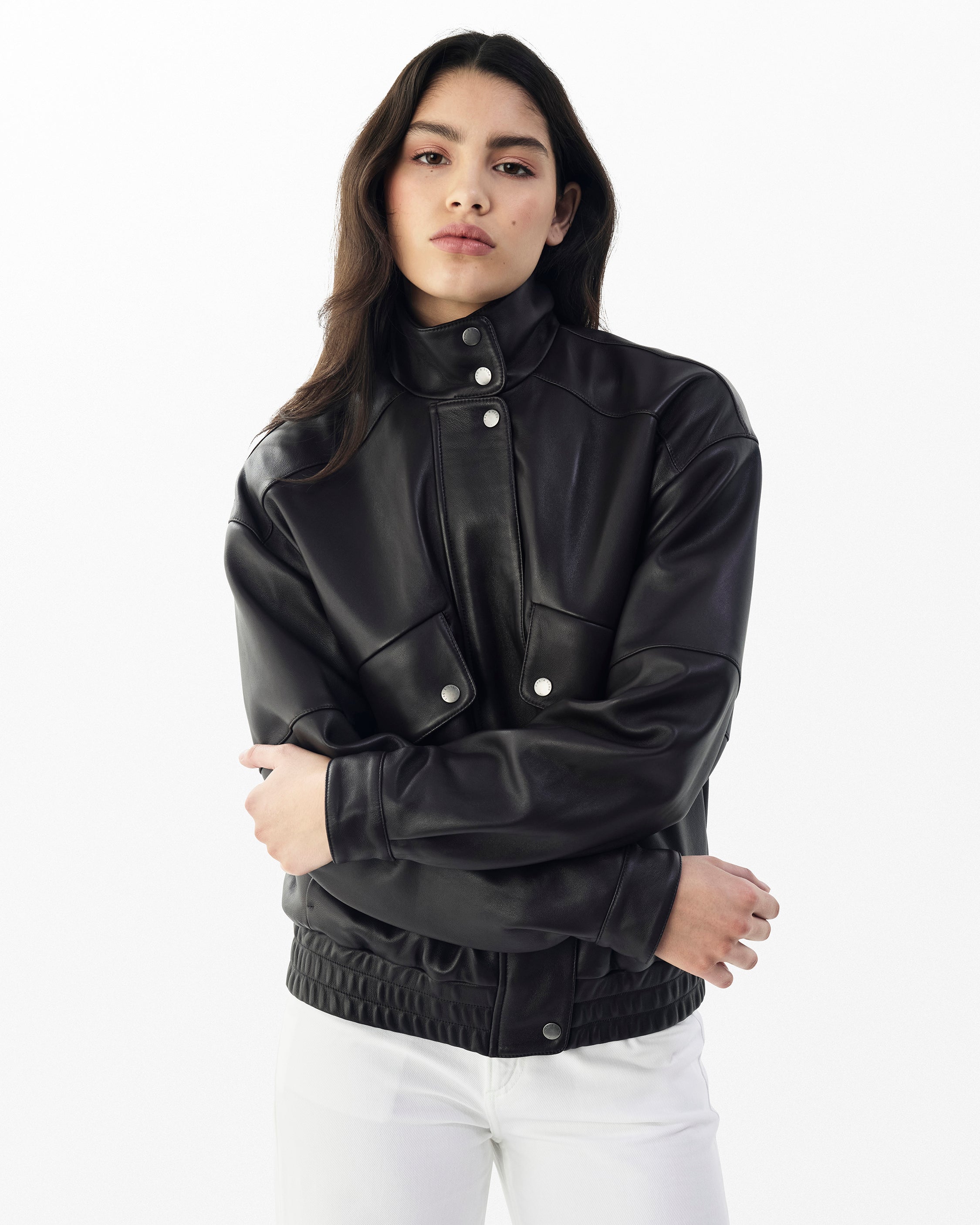 Brown Aria Leather Bomber Jacket | rag & bone