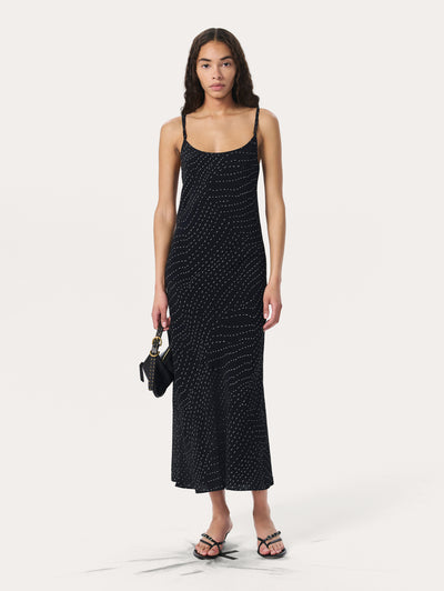 rag & bone women's Black Print Alessia Slip Dress WAW25P30348034 front view