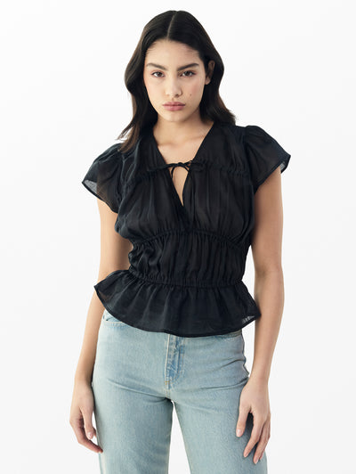 rag & bone women's Black Valentina Top WAW25PA0236923 front view
