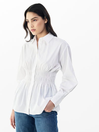 rag & bone women's White Blythe Poplin Shirt WAW25PA0317631 front view