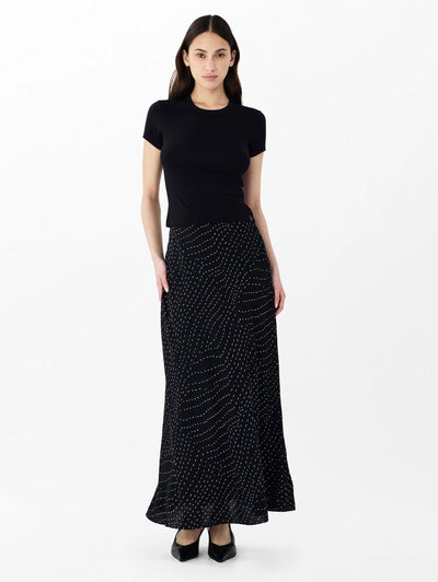 rag & bone women's Black Print Wren Printed Skirt WAW25PB004AD04 full view