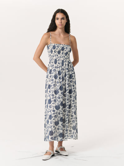 rag & bone women's Cream Floral Hallie Floral Cotton-Silk Maxi Dress WAW25S3034TB34 full view