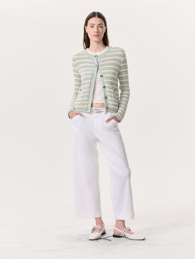 Rag & Bone White Banks Ankle-Length Linen-Blend Pants Front View
