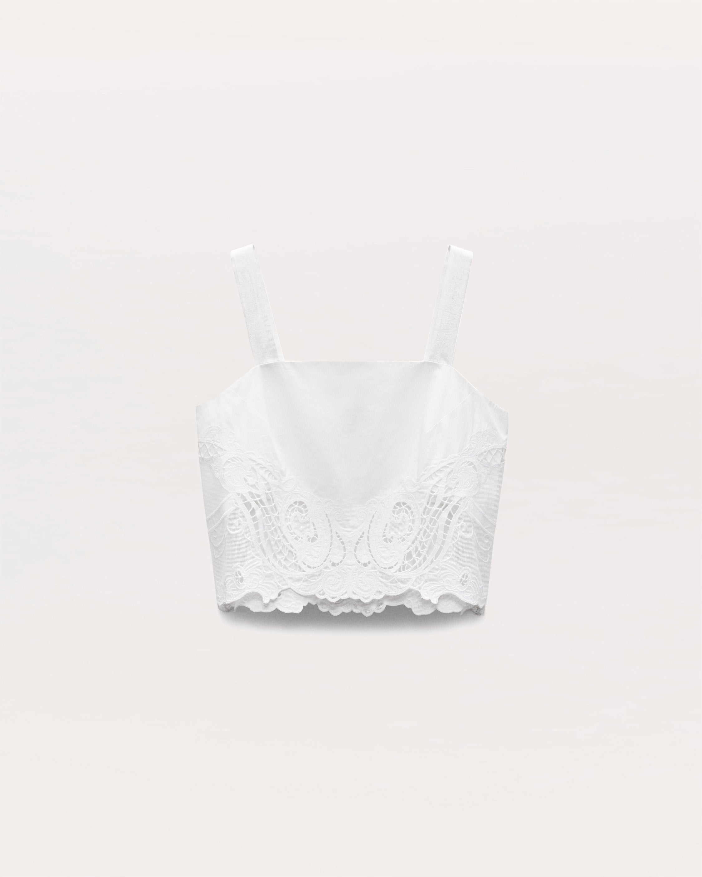 White Clem Lace-Trim Poplin Tank Top | rag & bone