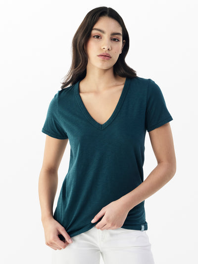 rag & bone women's Dark Teal The Slub Vee WCC21ST033CH33 front view