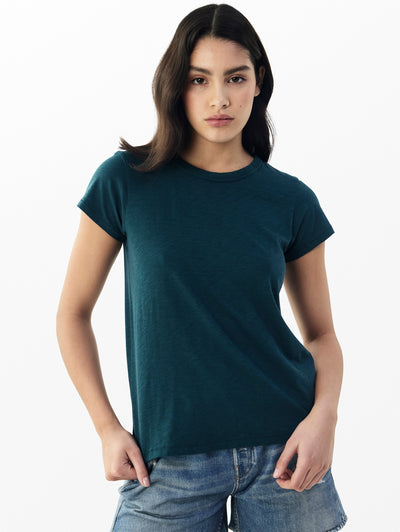 rag & bone women's Dark Teal The Slub Tee WCC22HT012NM12 front view