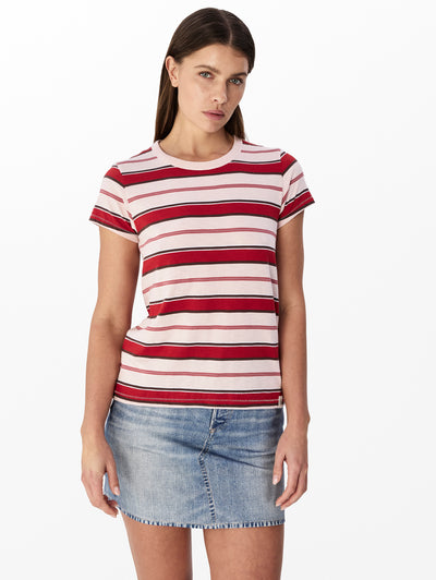 rag & bone women's Pink Multi The Slub Striped Tee WCC22HT020TA20 front view