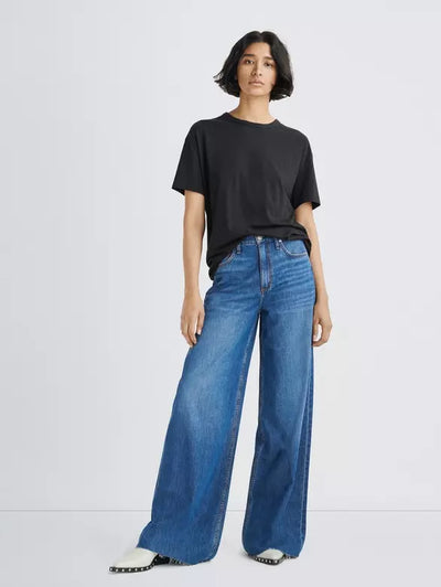 Rag & Bone Black Mini Slub Boyfriend Tee Front View