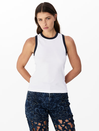 rag & bone women's White Multi Mia Ringer Tank WCC25ST033W335 front view
