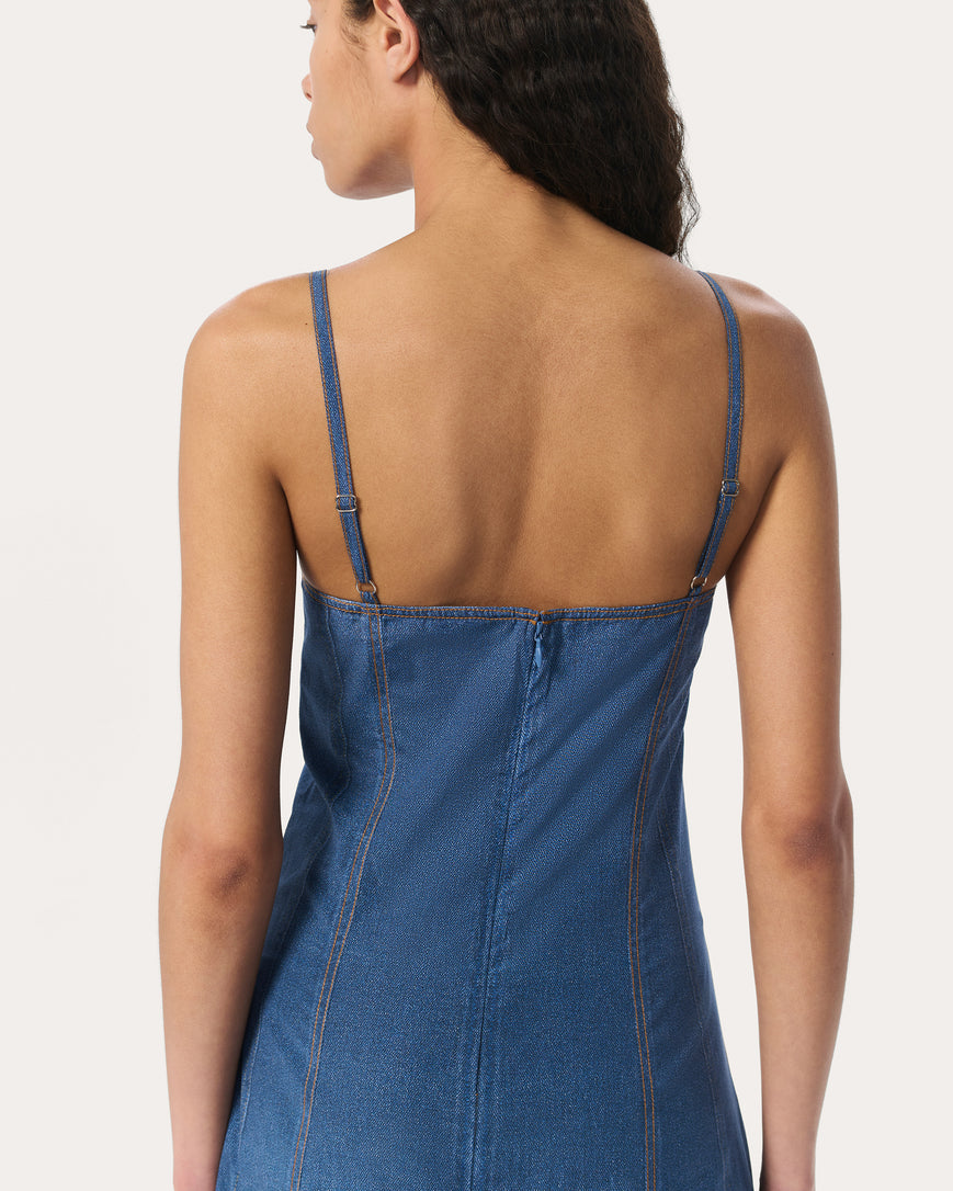 rag and bone charm denim dress Seneca rb Miramar Tank from shoulder Wenneli Empire Line Jersey Color:Dusty Blue Bouquet soi:easy_to_hem Denim shirtdress