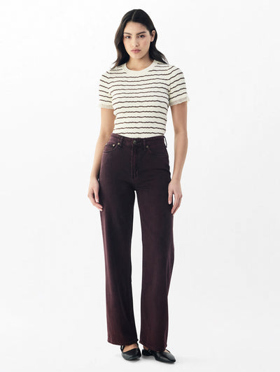 rag & bone women's Burnt Burgundy Logan Wide-Leg Jeans WDD25P1004FWBA full view