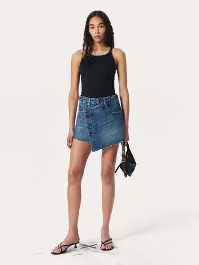 rag & bone women's Amity Belina Denim Mini Skort WDD25P9003RGAM full view