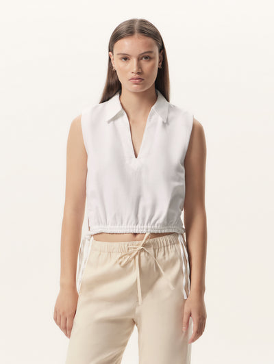 rag & bone women's Optic White Ultra Featherweight Fiona Top WDD25S1505UFOW front view
