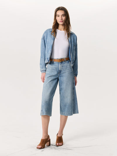 Rag & Bone Blue Tailored Jamie Denim Culotte Front View