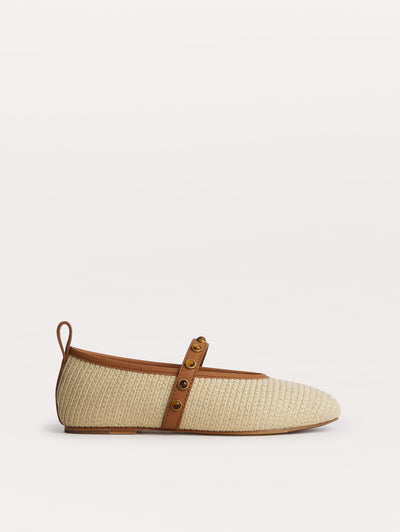 rag & bone women's beige natural Spire Straw Mary Janes side image view
