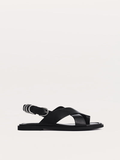 rag & bone women's Black Gia Leather Crossover Sandals WFF25SF1004LE04 side view