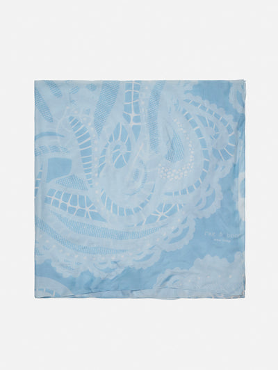 rag & bone women's Sky Blue Paisley Scarf WJW25SS1024MO24 top view